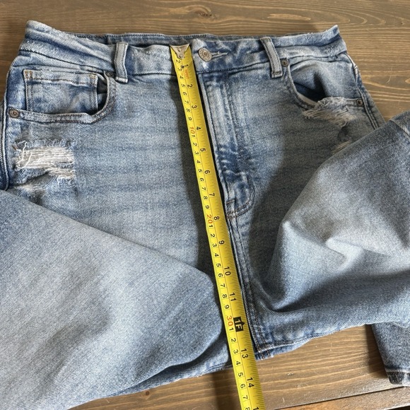 American Eagle Womens 12 Blue Light Wash High Rise Curvy Mom Jeans Denim Pants - Picture 9 of 10